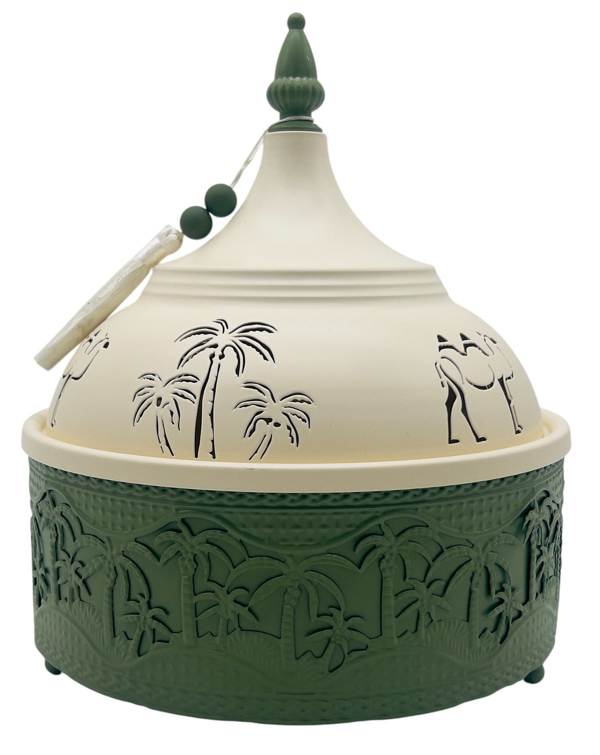 AKDC Desert Oasis Metal Tajine 22.5cm*26cm, Ivory/Green - Al Kabayel Discount CentreAKDC Desert Oasis Metal Tajine 22.5cm*26cm, Ivory/GreenBowlsAKDCAl Kabayel Discount Centre