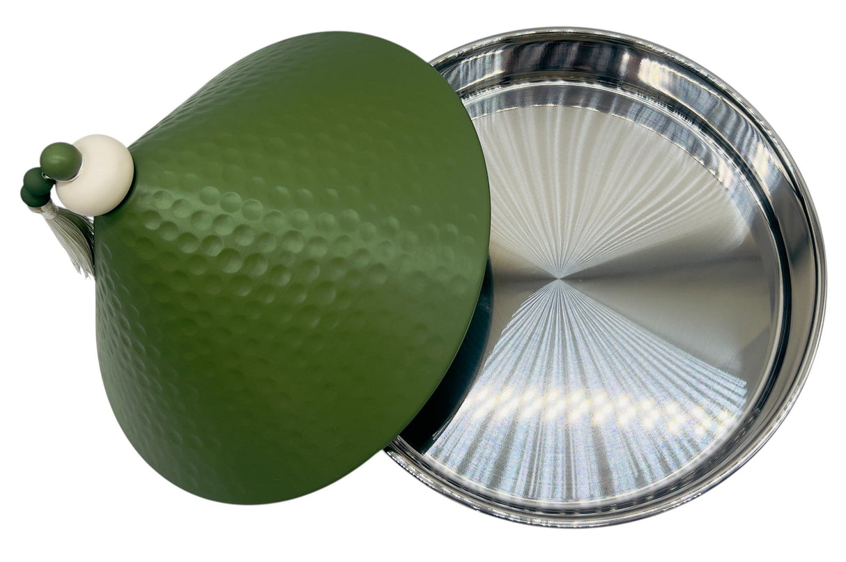 AKDC Desert Oasis Metal Tajine 29.5cm*26.5cm, Stainless Steel Interior, Ivory/Green - Al Kabayel Discount CentreAKDC Desert Oasis Metal Tajine 29.5cm*26.5cm, Stainless Steel Interior, Ivory/GreenBowlsAKDCAl Kabayel Discount Centre