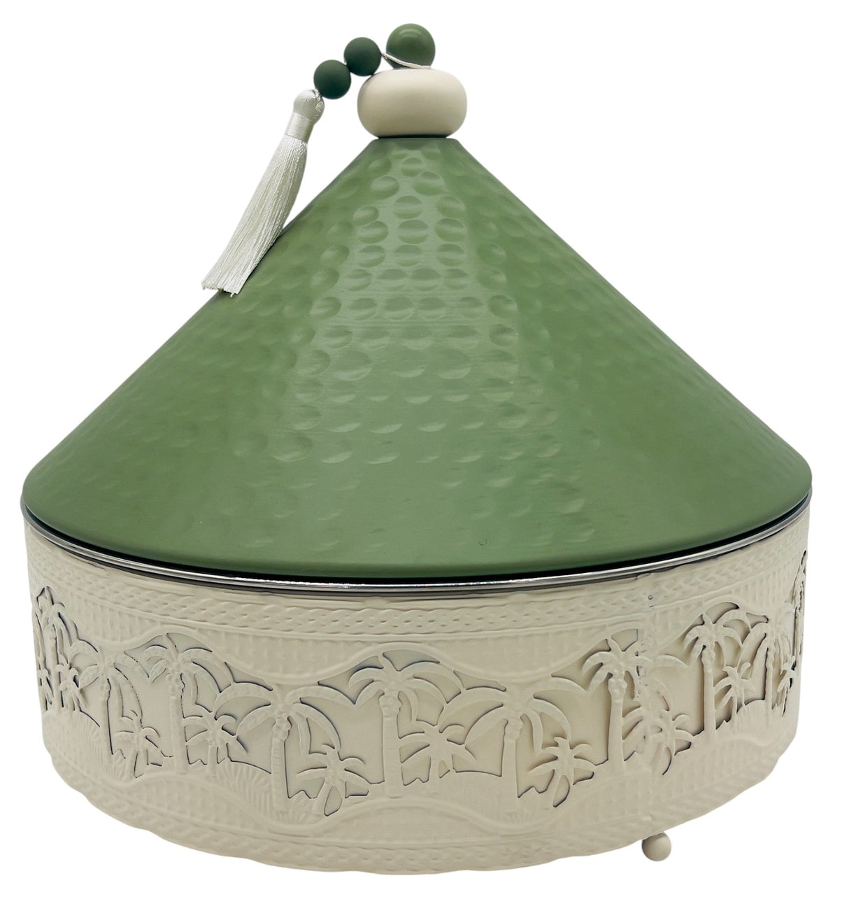 AKDC Desert Oasis Metal Tajine 29.5cm*26.5cm, Stainless Steel Interior, Ivory/Green - Al Kabayel Discount CentreAKDC Desert Oasis Metal Tajine 29.5cm*26.5cm, Stainless Steel Interior, Ivory/GreenBowlsAKDCAl Kabayel Discount Centre