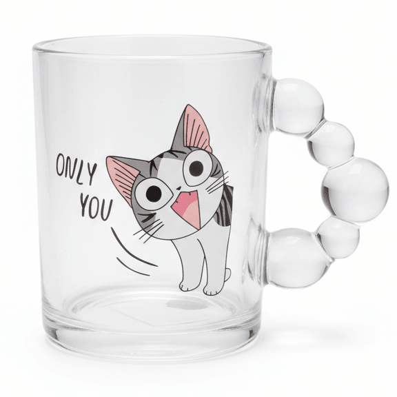 AKDC Designer Cat Print Clear Glass Mug with Elegant Handle for Gift and Home Use 300ml - Al Kabayel Discount CentreAKDC Designer Cat Print Clear Glass Mug with Elegant Handle for Gift and Home Use 300mlMugsAKDCAl Kabayel Discount Centre