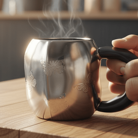 AKDC Designer Ceramic Mug 400 ml – Modern Silver and Black Color Combination with Artistic Butterfly Print for Daily Tea and Coffee Use - Al Kabayel Discount CentreAKDC Designer Ceramic Mug 400 ml – Modern Silver and Black Color Combination with Artistic Butterfly Print for Daily Tea and Coffee UseMugsAKDCAl Kabayel Discount Centre