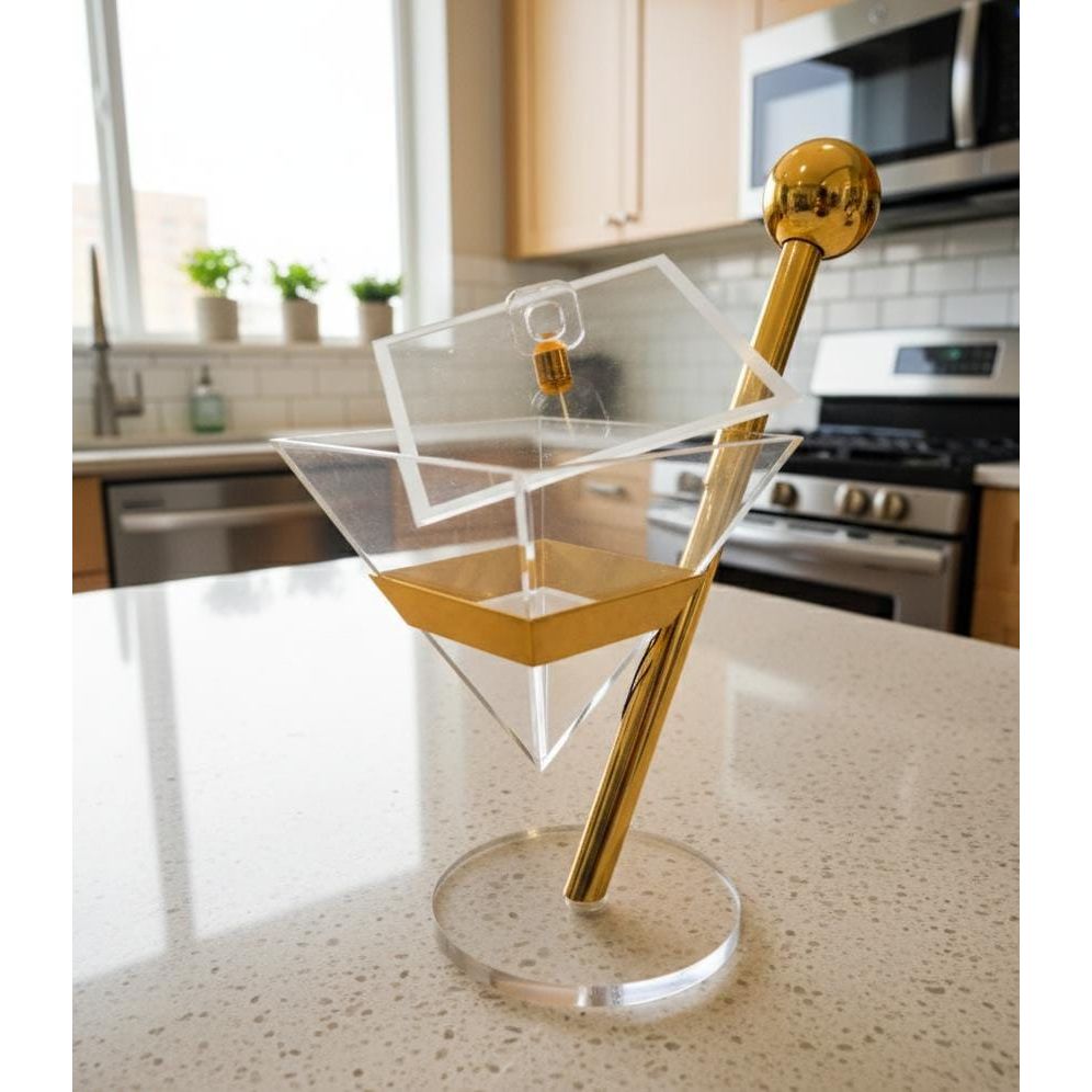 AKDC Designer Glass Candy Pot with Gold Metal Holder – Unique Decorative Serving Bowl for Sweets, Snacks, or Home Decor 28x14 cm - Al Kabayel Discount CentreAKDC Designer Glass Candy Pot with Gold Metal Holder – Unique Decorative Serving Bowl for Sweets, Snacks, or Home Decor 28x14 cmJars & Food SaversAKDCAl Kabayel Discount Centre