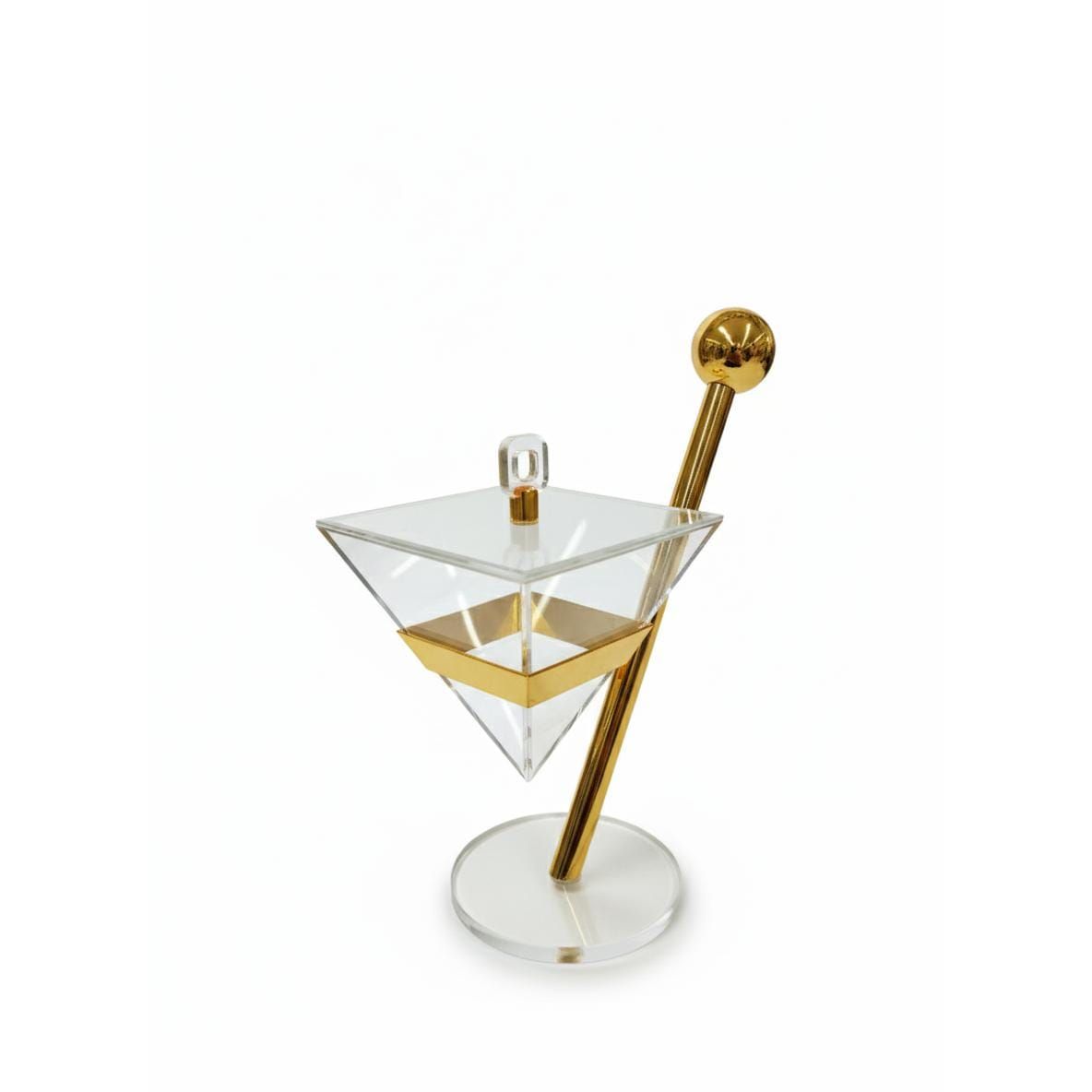AKDC Designer Glass Candy Pot with Gold Metal Holder – Unique Decorative Serving Bowl for Sweets, Snacks, or Home Decor 28x14 cm - Al Kabayel Discount CentreAKDC Designer Glass Candy Pot with Gold Metal Holder – Unique Decorative Serving Bowl for Sweets, Snacks, or Home Decor 28x14 cmJars & Food SaversAKDCAl Kabayel Discount Centre
