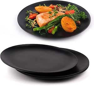 AKDC Dinner Plates Set of 4, Kitchen Plates, Matte Black Plates, Modern Dinner Plates, Dishwasher Safe Plates, Unbreakable Dinnerware, Bamboo Fiber, 10 Inch, Lightweight, Sustainable, Microwavable - Al Kabayel Discount CentreAKDC Dinner Plates Set of 4, Kitchen Plates, Matte Black Plates, Modern Dinner Plates, Dishwasher Safe Plates, Unbreakable Dinnerware, Bamboo Fiber, 10 Inch, Lightweight, Sustainable, MicrowavableplatesAKDCAl Kabayel Discount Centre
