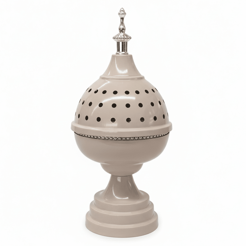 AKDC Elegant Beige Metal Incense Burner Neutral Tone Decorative Burner 20cm - Al Kabayel Discount CentreAKDC Elegant Beige Metal Incense Burner Neutral Tone Decorative Burner 20cmIncense BurnerAKDCAl Kabayel Discount Centre