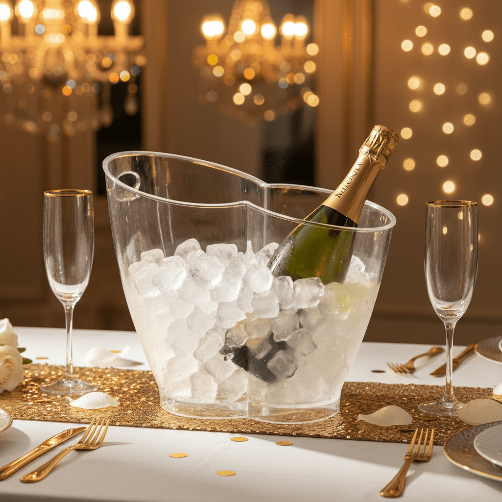 AKDC Elegant Clear Acrylic Champagne Chiller Bucket for Wine, Champagne and Beverage Cooling – Modern Party Serving Essential 28 × 30 cm - Al Kabayel Discount CentreAKDC Elegant Clear Acrylic Champagne Chiller Bucket for Wine, Champagne and Beverage Cooling – Modern Party Serving Essential 28 × 30 cmKitchen Utensils & GadgetsAKDCAl Kabayel Discount Centre