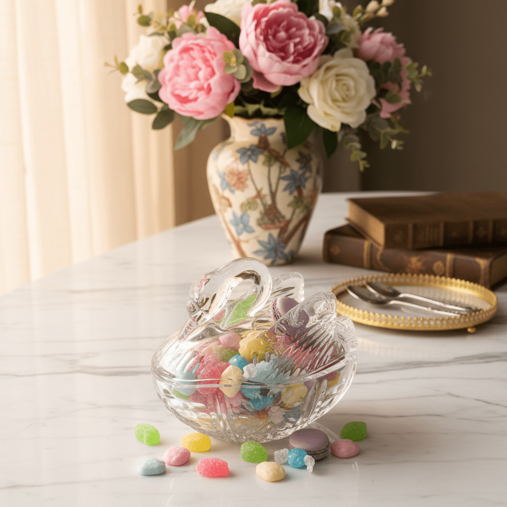 AKDC Elegant Glass Candy Storage Pot – Premium Decorative Container for Sweets, Dry Fruits & Treats 15×10 cm - Al Kabayel Discount CentreAKDC Elegant Glass Candy Storage Pot – Premium Decorative Container for Sweets, Dry Fruits & Treats 15×10 cmJars & Food SaversAKDCAl Kabayel Discount Centre