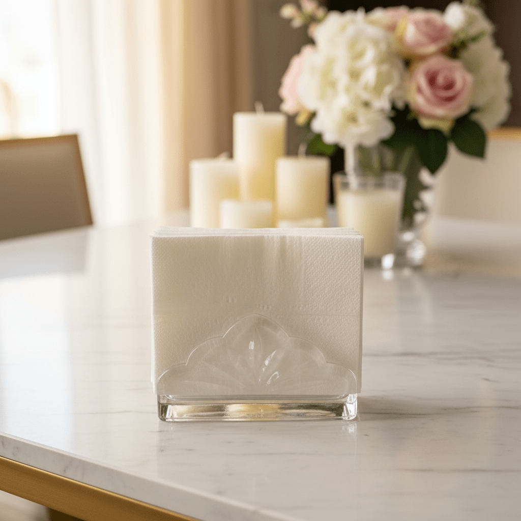 AKDC Elegant Glass Napkin Holder – Premium Decorative Tabletop Tissue Stand for Dining & Home Décor 10×12 cm - Al Kabayel Discount CentreAKDC Elegant Glass Napkin Holder – Premium Decorative Tabletop Tissue Stand for Dining & Home Décor 10×12 cmNapkin Holders & Tissue BoxAKDCAl Kabayel Discount Centre