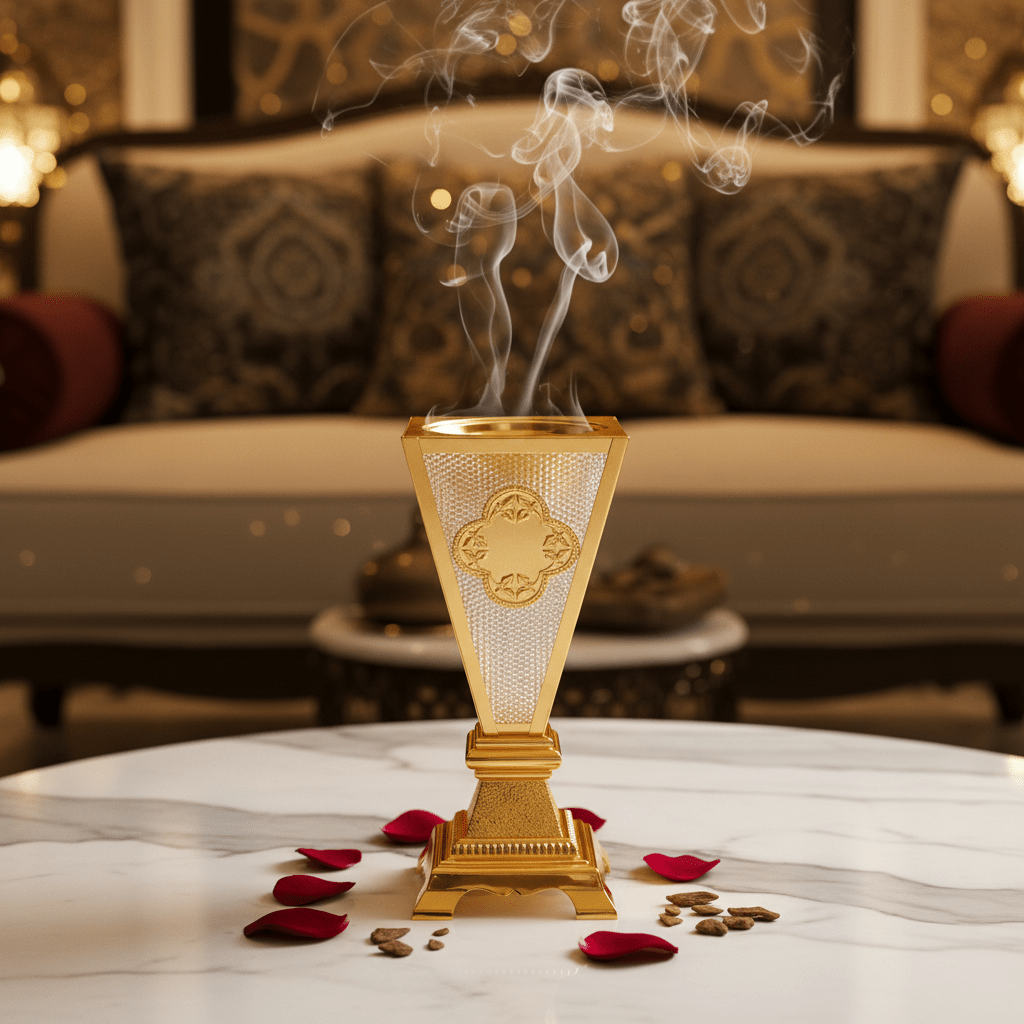 AKDC Elegant Gold Metal and Glass Incense Burner Deluxe Decorative Burner 36cm - Al Kabayel Discount CentreAKDC Elegant Gold Metal and Glass Incense Burner Deluxe Decorative Burner 36cmIncense BurnerAKDCAl Kabayel Discount Centre