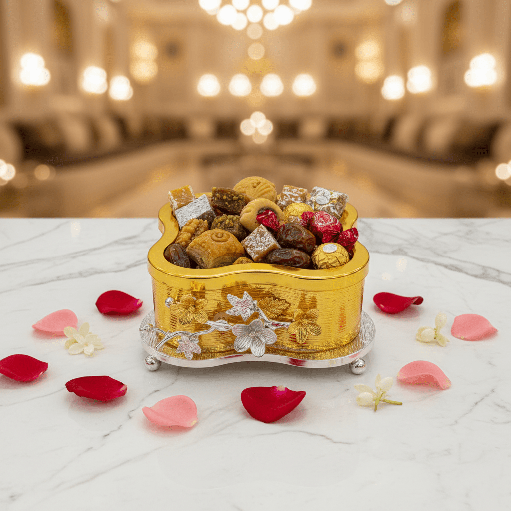 AKDC Elegant Gold & Silver Metal Candy Box with Glass Lid – Decorative Sweet Storage Jar 15 cm - Al Kabayel Discount CentreAKDC Elegant Gold & Silver Metal Candy Box with Glass Lid – Decorative Sweet Storage Jar 15 cmJars & Food SaversAKDCAl Kabayel Discount Centre
