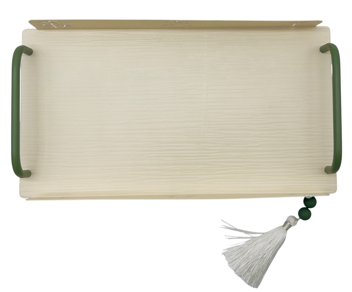 AKDC Elegant Palm Metal Rectangle Serving Tray 33cm*17.5cm*4cm, Ivory/Green - Al Kabayel Discount CentreAKDC Elegant Palm Metal Rectangle Serving Tray 33cm*17.5cm*4cm, Ivory/GreenServing TraysAKDCAl Kabayel Discount Centre