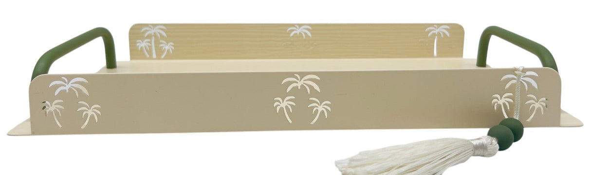 AKDC Elegant Palm Metal Rectangle Serving Tray 33cm*17.5cm*4cm, Ivory/Green - Al Kabayel Discount CentreAKDC Elegant Palm Metal Rectangle Serving Tray 33cm*17.5cm*4cm, Ivory/GreenServing TraysAKDCAl Kabayel Discount Centre