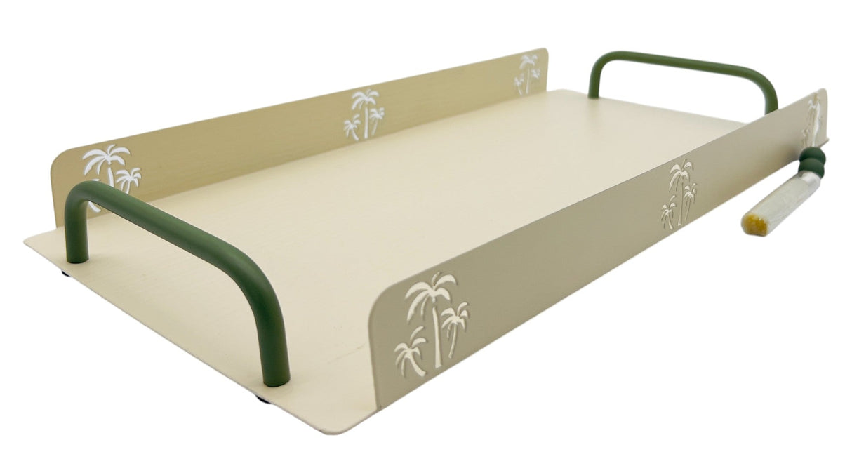 AKDC Elegant Palm Metal Rectangle Serving Tray 39.5cm*20cm*4cm, Ivory/Green - Al Kabayel Discount CentreAKDC Elegant Palm Metal Rectangle Serving Tray 39.5cm*20cm*4cm, Ivory/GreenServing TraysAKDCAl Kabayel Discount Centre