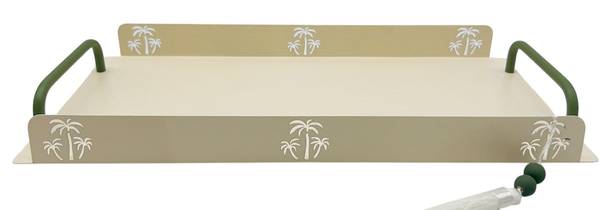 AKDC Elegant Palm Metal Rectangle Serving Tray 39.5cm*20cm*4cm, Ivory/Green - Al Kabayel Discount CentreAKDC Elegant Palm Metal Rectangle Serving Tray 39.5cm*20cm*4cm, Ivory/GreenServing TraysAKDCAl Kabayel Discount Centre