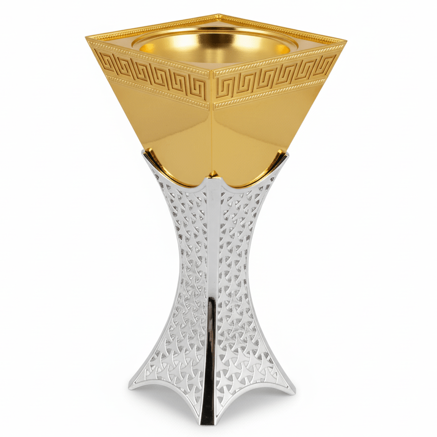 AKDC Elegant Silver and Gold Metal Incense Burner Extra Large Statement Burner 30cm - Al Kabayel Discount CentreAKDC Elegant Silver and Gold Metal Incense Burner Extra Large Statement Burner 30cmIncense BurnerAKDCAl Kabayel Discount Centre