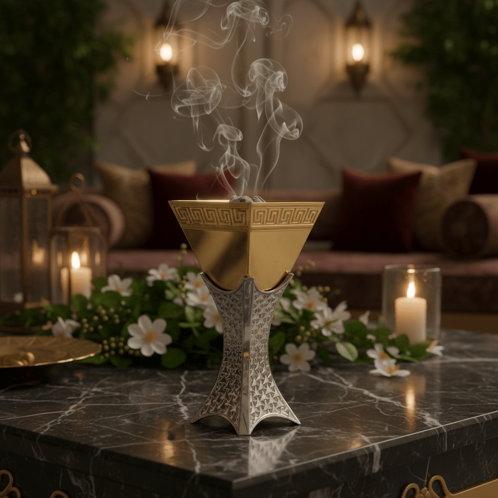 AKDC Elegant Silver and Gold Metal Incense Burner Extra Large Statement Burner 30cm - Al Kabayel Discount CentreAKDC Elegant Silver and Gold Metal Incense Burner Extra Large Statement Burner 30cmIncense BurnerAKDCAl Kabayel Discount Centre