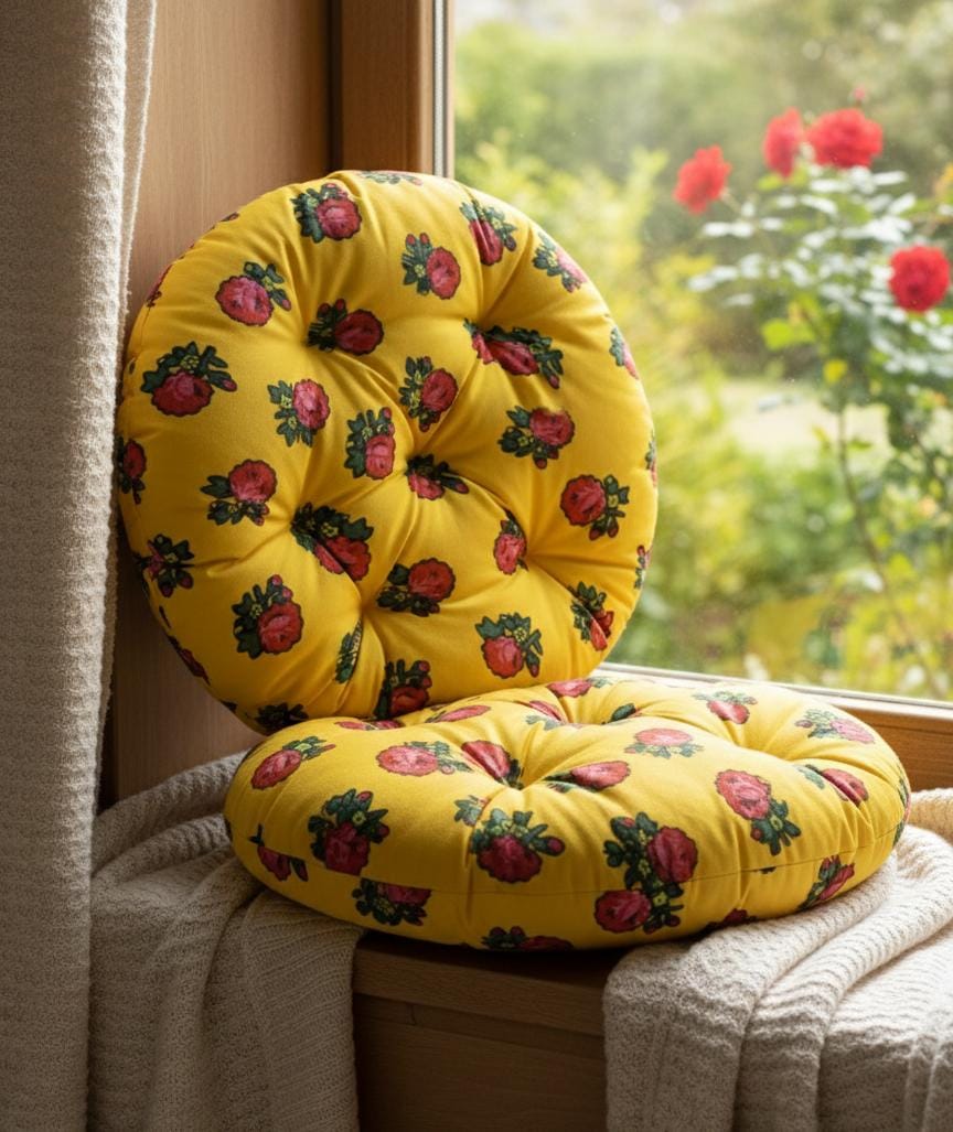 AKDC Floral Pattern Round Decorative Cushion for Sofa & Accent Chair – Yellow Cotton Fabric, 45 cm - Al Kabayel Discount CentreAKDC Floral Pattern Round Decorative Cushion for Sofa & Accent Chair – Yellow Cotton Fabric, 45 cmFloor Pillows & CushionsAKDCAl Kabayel Discount Centre