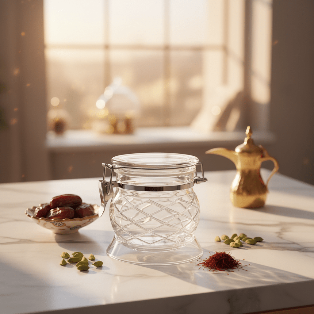 AKDC Footed Diamond Cut Acrylic Storage Canister Airtight for Stylish Kitchen Display 10 × 8 cm - Al Kabayel Discount CentreAKDC Footed Diamond Cut Acrylic Storage Canister Airtight for Stylish Kitchen Display 10 × 8 cmJars & Food SaversAKDCAl Kabayel Discount Centre