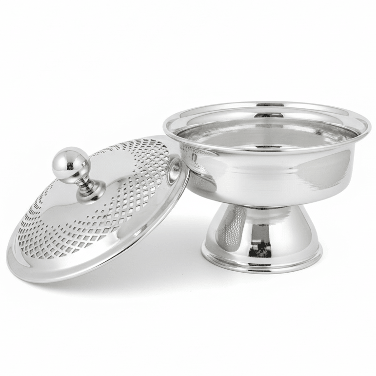 AKDC Footed Metal Candy Bowl – Luxury Silver Finish, Decorative Serving Bowl for Dining & Events, 20 × 18 cm - Al Kabayel Discount CentreAKDC Footed Metal Candy Bowl – Luxury Silver Finish, Decorative Serving Bowl for Dining & Events, 20 × 18 cmJars & Food SaversAKDCAl Kabayel Discount Centre