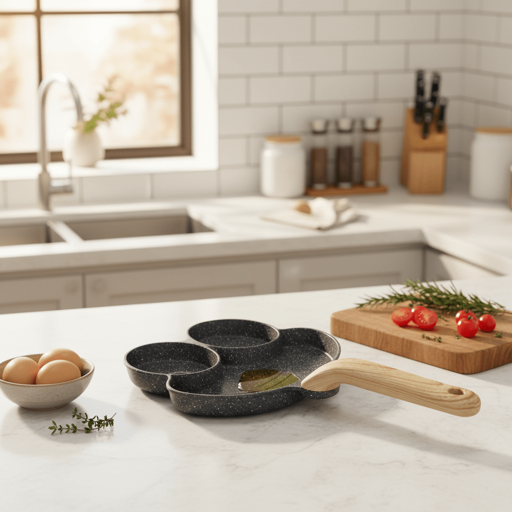 AKDC Frog Face 3 - in - 1 Non - Stick Pan with Wooden Handle – Gray, 21 cm - Al Kabayel Discount CentreAKDC Frog Face 3 - in - 1 Non - Stick Pan with Wooden Handle – Gray, 21 cmFrying Pan & Grill PanAKDCAl Kabayel Discount Centre