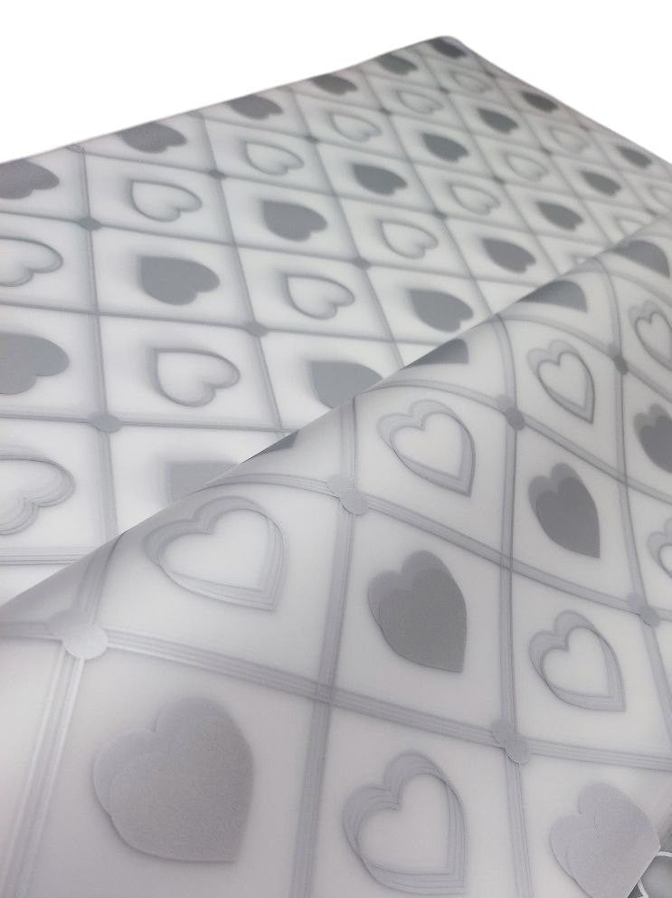 AKDC Gift Wrapping Plastic Cover Heart Shape Print Floral Bouquet Flat Sheet, Gift Packaging Wrap, Bulk Packing Cover Transparent Silver Heart DIY Gift 20 Sheets - 57.5cmX58cm - Al Kabayel Discount CentreAKDC Gift Wrapping Plastic Cover Heart Shape Print Floral Bouquet Flat Sheet, Gift Packaging Wrap, Bulk Packing Cover Transparent Silver Heart DIY Gift 20 Sheets - 57.5cmX58cmPacking MaterialsAKDCAl Kabayel Discount Centre