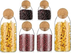 AKDC Glass Food Storage Jars with Wood Lid Ball, Bamboo Glass Storage Containers with Good Sealing, Different Sizes Coffee Container for Kitchen Counter, Pantry, Tea, Sugar, Flour (6PCS/Set) - Al Kabayel Discount CentreAKDC Glass Food Storage Jars with Wood Lid Ball, Bamboo Glass Storage Containers with Good Sealing, Different Sizes Coffee Container for Kitchen Counter, Pantry, Tea, Sugar, Flour (6PCS/Set)Jars & Food SaversAKDCAl Kabayel Discount Centre