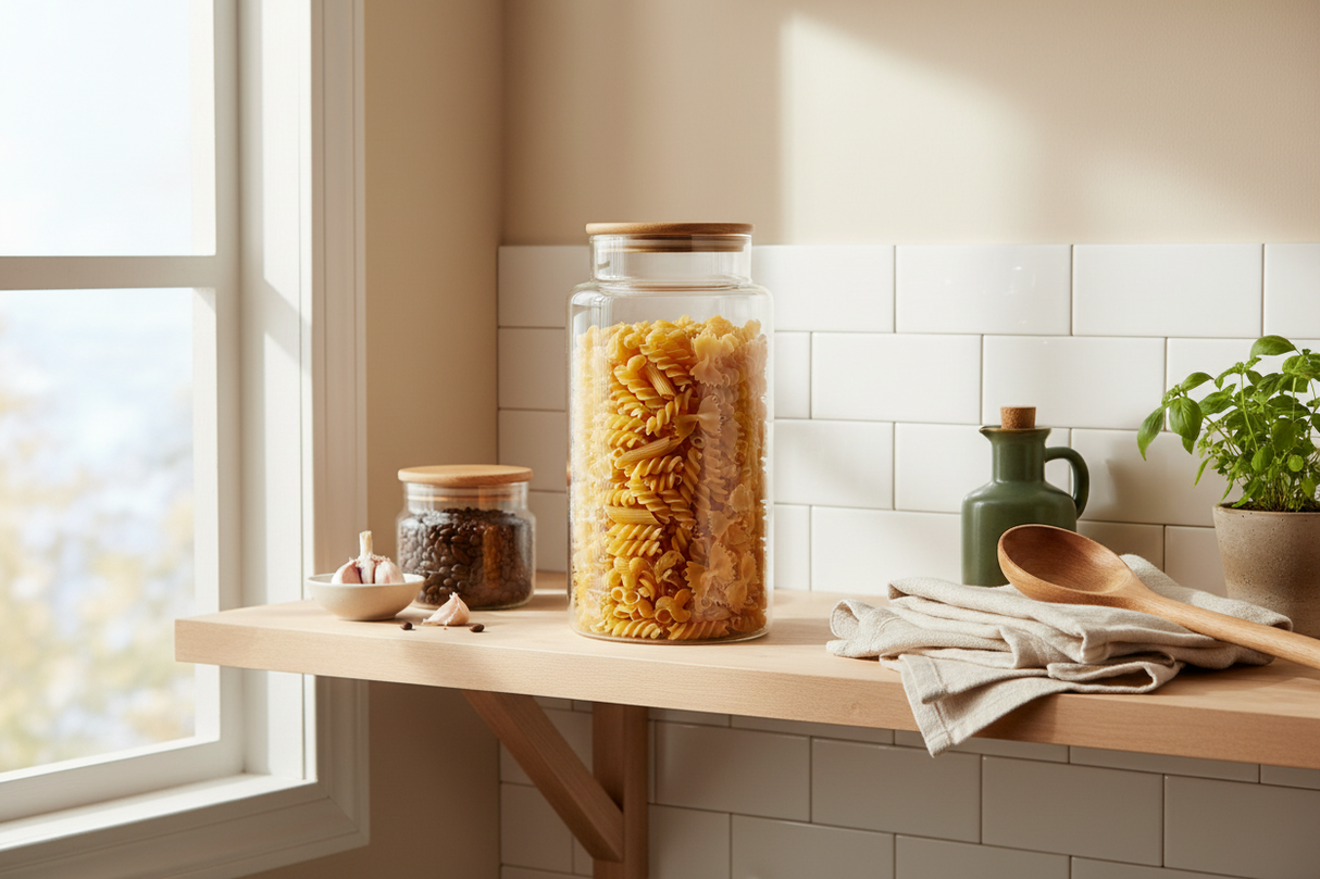 AKDC Glass Jar with Wooden Lid 5L, Clear and Transparent