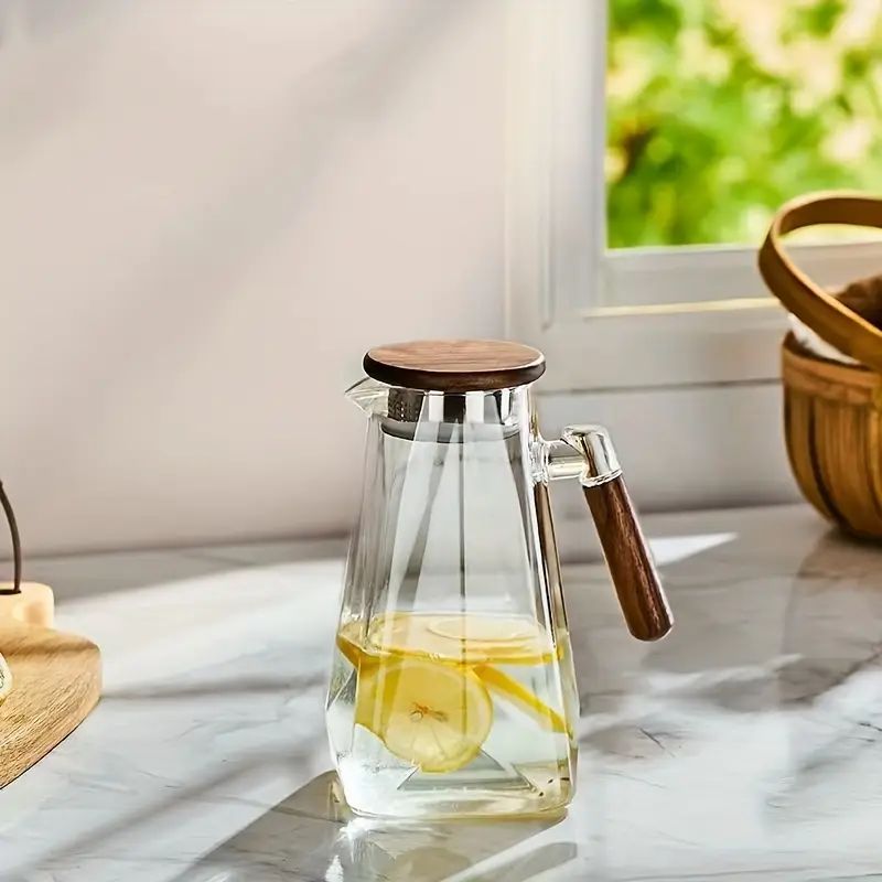 AKDC Glass Jug with Wooden Lid and Handle 1800ml, Square Bottom, Clear & Transparent - Al Kabayel Discount CentreAKDC Glass Jug with Wooden Lid and Handle 1800ml, Square Bottom, Clear & TransparentJugsAKDCAl Kabayel Discount Centre