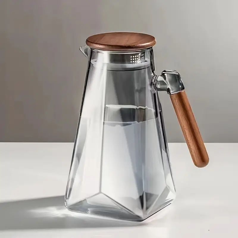 AKDC Glass Jug with Wooden Lid and Handle 1800ml, Square Bottom, Clear & Transparent - Al Kabayel Discount CentreAKDC Glass Jug with Wooden Lid and Handle 1800ml, Square Bottom, Clear & TransparentJugsAKDCAl Kabayel Discount Centre