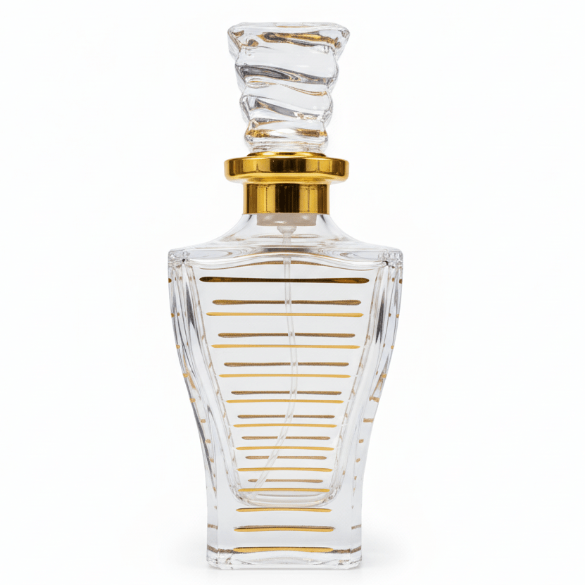 AKDC glass perfume bottle with gold finish 150ml elegant refillable fragrance container stylish gift - Al Kabayel Discount CentreAKDC glass perfume bottle with gold finish 150ml elegant refillable fragrance container stylish giftPerfume BottlesAKDCAl Kabayel Discount Centre