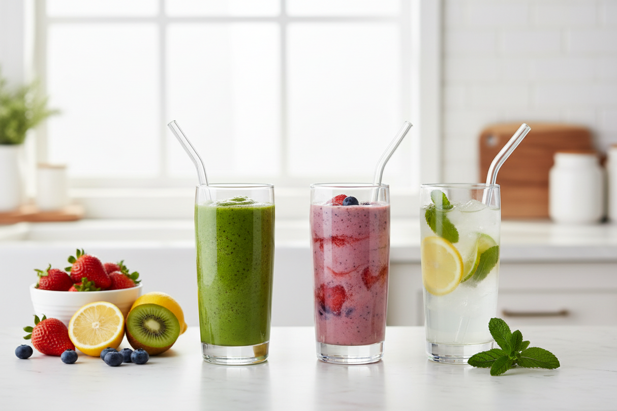 AKDC 10pc Glass Straw 8mm, Clear & Transparrent