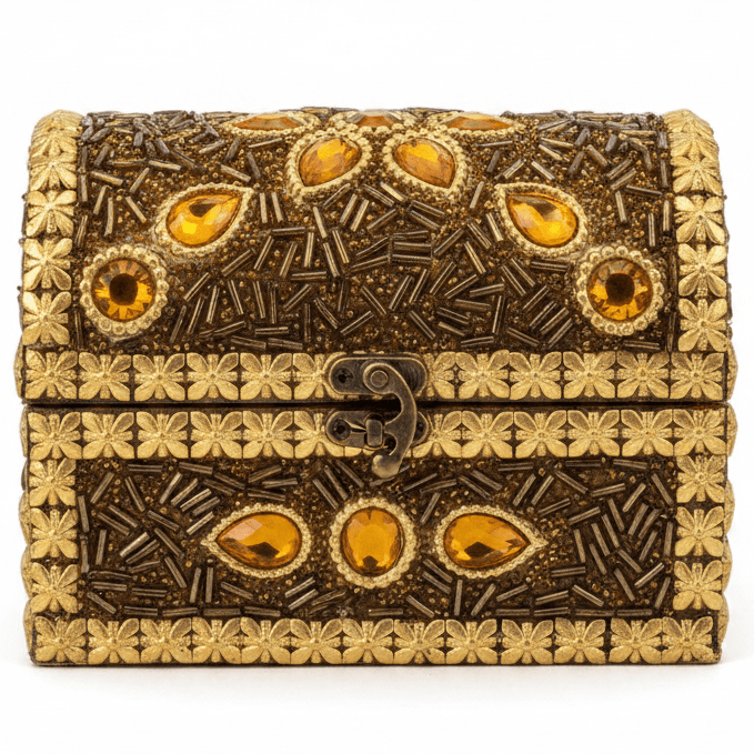 AKDC Golden Wooden Jewellery Storage Box with Antique Brass Lock, Compact Decorative Organizer (13×8 cm) - Al Kabayel Discount CentreAKDC Golden Wooden Jewellery Storage Box with Antique Brass Lock, Compact Decorative Organizer (13×8 cm)Organizers & AccessoriesAKDCAl Kabayel Discount Centre