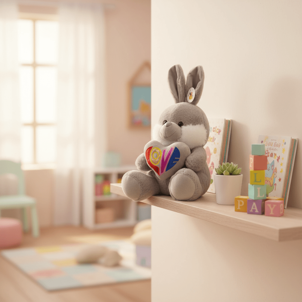 AKDC Gray Bunny Soft Plush Toy with Love Text Print – 30 cm Stuffed Animal Gift Toy - Al Kabayel Discount CentreAKDC Gray Bunny Soft Plush Toy with Love Text Print – 30 cm Stuffed Animal Gift ToyToysAKDCAl Kabayel Discount Centre