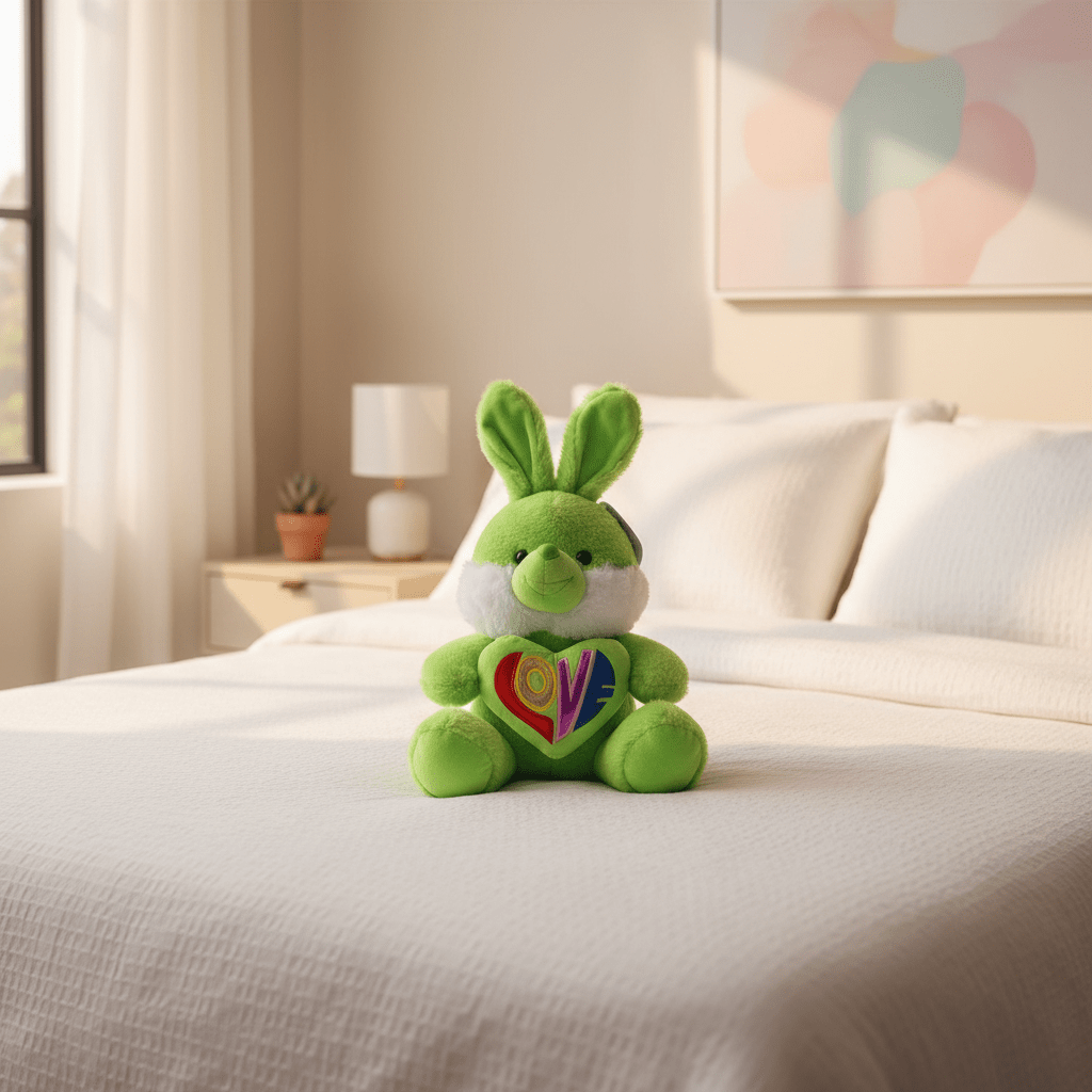 AKDC Green Bunny Soft Plush Toy with Love Text Print – 30 cm Stuffed Animal Gift Toy - Al Kabayel Discount CentreAKDC Green Bunny Soft Plush Toy with Love Text Print – 30 cm Stuffed Animal Gift ToyToysAKDCAl Kabayel Discount Centre