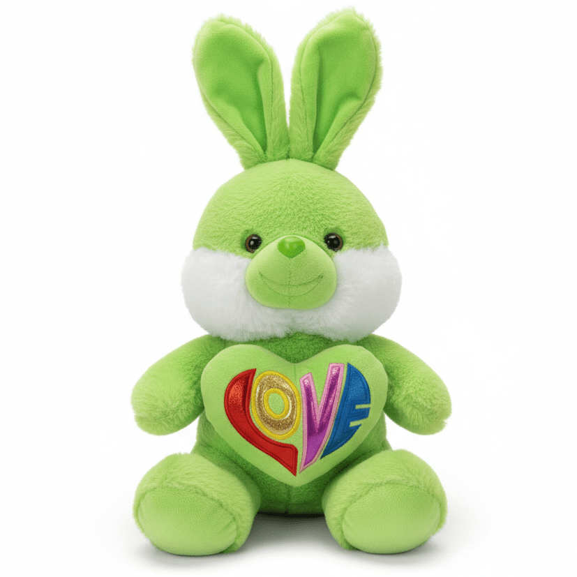 AKDC Green Bunny Soft Plush Toy with Love Text Print – 30 cm Stuffed Animal Gift Toy - Al Kabayel Discount CentreAKDC Green Bunny Soft Plush Toy with Love Text Print – 30 cm Stuffed Animal Gift ToyToysAKDCAl Kabayel Discount Centre