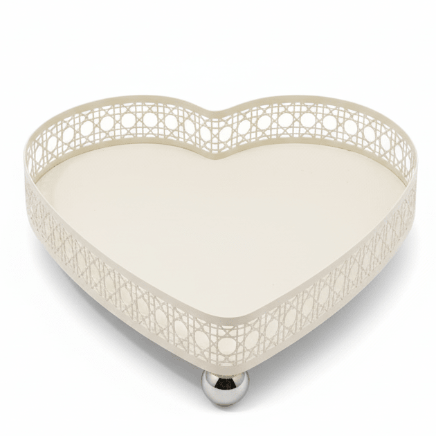 AKDC Heart - Shaped Cream Metal Candy Tray 20cm | Decorative Lattice Serving Tray - Al Kabayel Discount CentreAKDC Heart - Shaped Cream Metal Candy Tray 20cm | Decorative Lattice Serving TrayServing TraysAKDCAl Kabayel Discount Centre