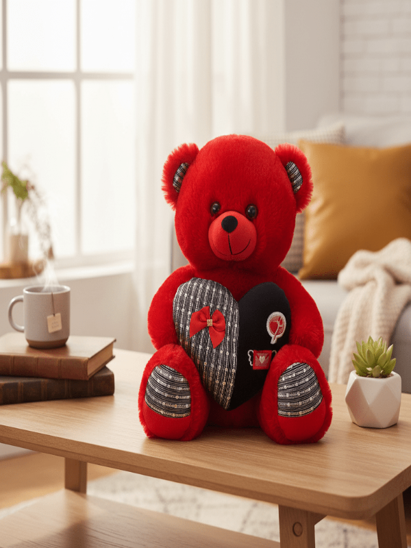 AKDC Jumbo Red Teddy Bear (40 cm) with Black Heart Design - Al Kabayel Discount CentreAKDC Jumbo Red Teddy Bear (40 cm) with Black Heart DesignToysAKDCAl Kabayel Discount Centre