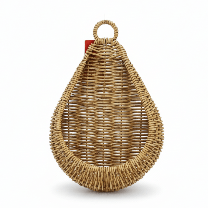 AKDC Large Hanging Handwoven Rattan Basket – Natural Brown Finish, Rustic Decorative Basket for Home & Garden Display, 34 cm Diameter - Al Kabayel Discount CentreAKDC Large Hanging Handwoven Rattan Basket – Natural Brown Finish, Rustic Decorative Basket for Home & Garden Display, 34 cm DiameterRattanAKDCAl Kabayel Discount Centre