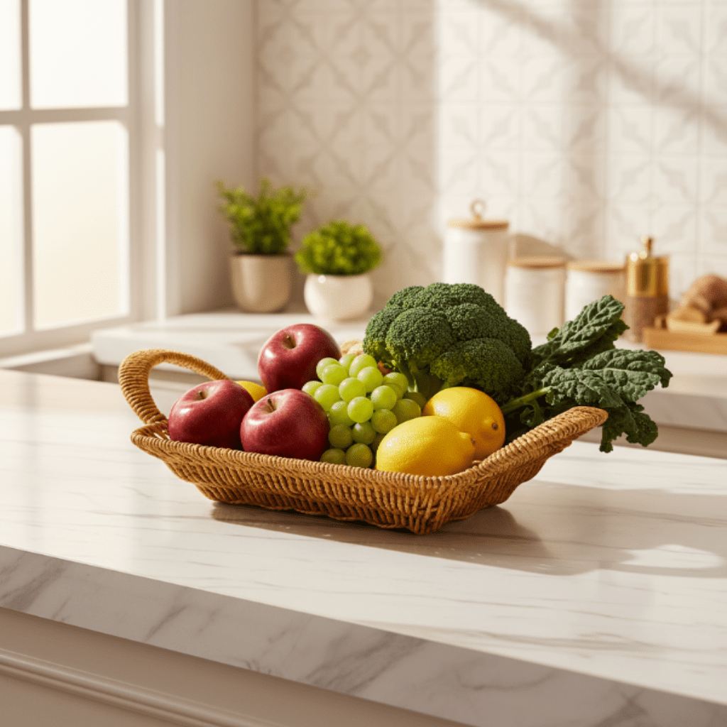 AKDC Large Rectangular Handwoven Rattan Basket with Handle – Natural Brown Color, Premium Storage & Display Basket, 29 × 22 × 6 cm - Al Kabayel Discount CentreAKDC Large Rectangular Handwoven Rattan Basket with Handle – Natural Brown Color, Premium Storage & Display Basket, 29 × 22 × 6 cmRattanAKDCAl Kabayel Discount Centre