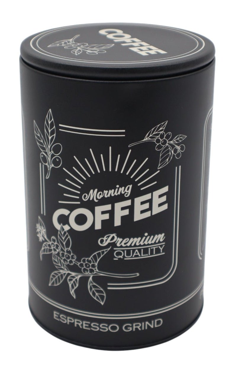 AKDC Large Round Black Metal Coffee Powder Canister with Bold Coffee Logo – Spacious and Durable Kitchen Storage, 16×10 cm - Al Kabayel Discount CentreAKDC Large Round Black Metal Coffee Powder Canister with Bold Coffee Logo – Spacious and Durable Kitchen Storage, 16×10 cmJars & Food SaversAKDCAl Kabayel Discount Centre