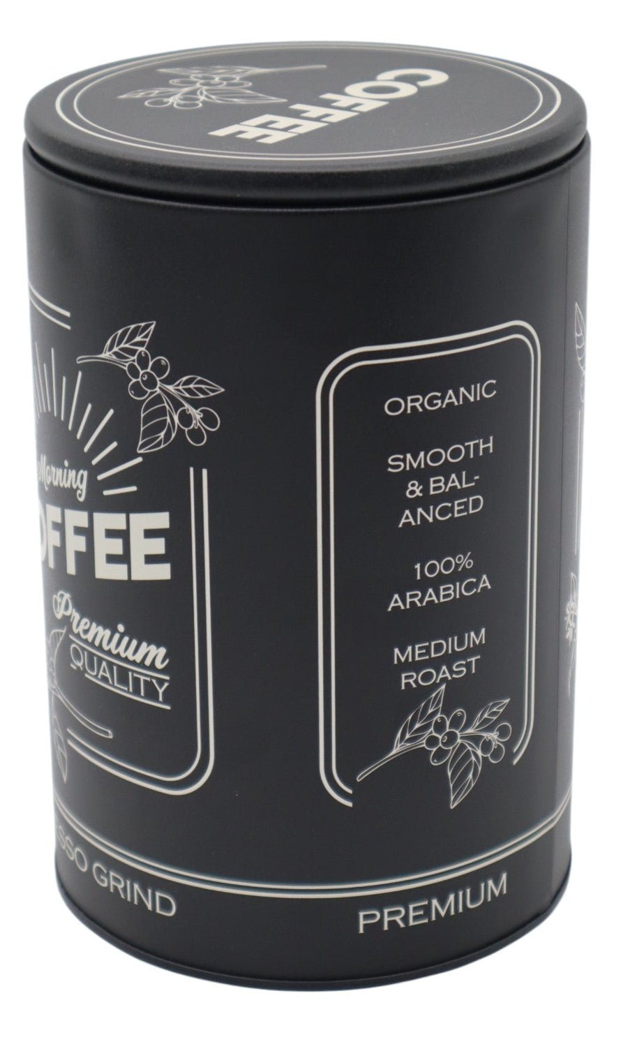 AKDC Large Round Black Metal Coffee Powder Canister with Bold Coffee Logo – Spacious and Durable Kitchen Storage, 16×10 cm - Al Kabayel Discount CentreAKDC Large Round Black Metal Coffee Powder Canister with Bold Coffee Logo – Spacious and Durable Kitchen Storage, 16×10 cmJars & Food SaversAKDCAl Kabayel Discount Centre