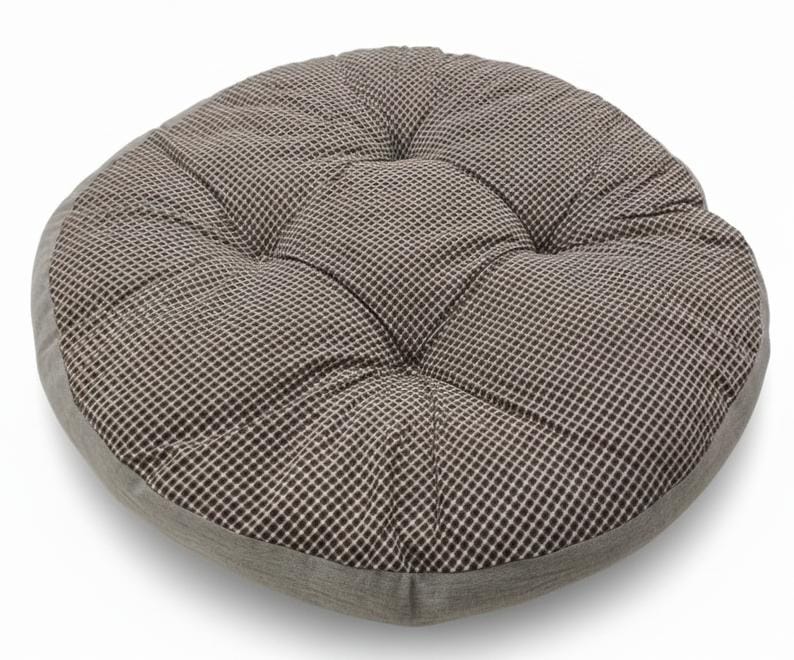 AKDC Large Round Cotton Floor Cushion – White with Brown Plaid Pattern, Cozy Floor Cushion, 55×55×12 cm - Al Kabayel Discount CentreAKDC Large Round Cotton Floor Cushion – White with Brown Plaid Pattern, Cozy Floor Cushion, 55×55×12 cmFloor Pillows & CushionsAKDCAl Kabayel Discount Centre