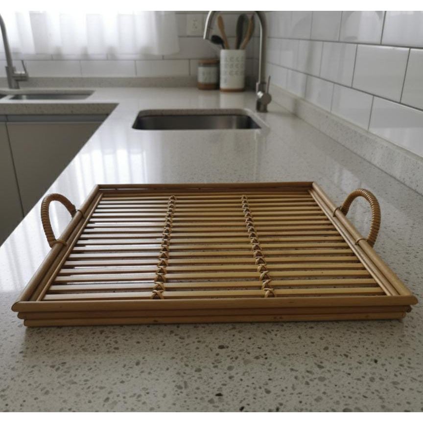 AKDC Large Square Bamboo Tray 40×40×3 cm – Spacious Handcrafted Serving Tray - Al Kabayel Discount CentreAKDC Large Square Bamboo Tray 40×40×3 cm – Spacious Handcrafted Serving TrayServing TraysAKDCAl Kabayel Discount Centre