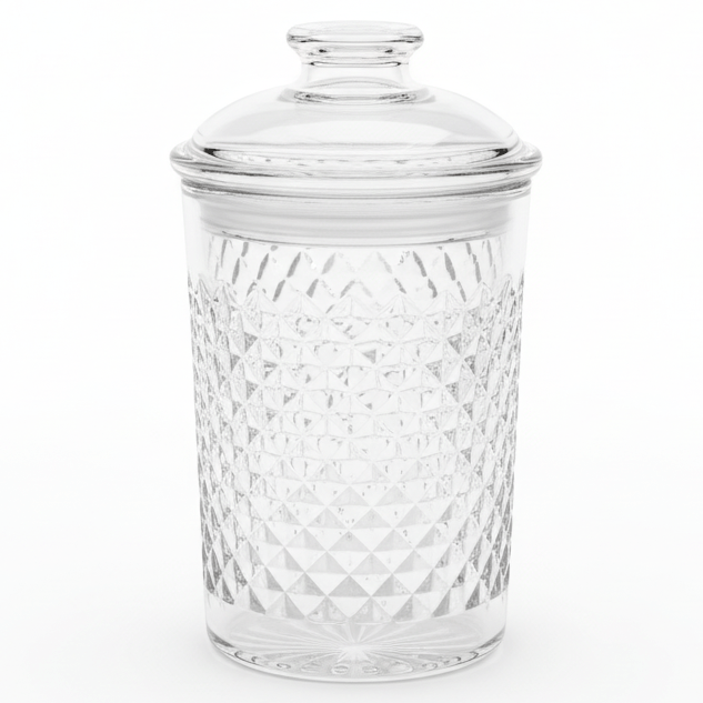 AKDC Luxury Diamond - Pattern Round Airtight Acrylic Storage Canister – Transparent Decorative Jar with Lid, 1200 ml - Al Kabayel Discount CentreAKDC Luxury Diamond - Pattern Round Airtight Acrylic Storage Canister – Transparent Decorative Jar with Lid, 1200 mlJars & Food SaversAKDCAl Kabayel Discount Centre
