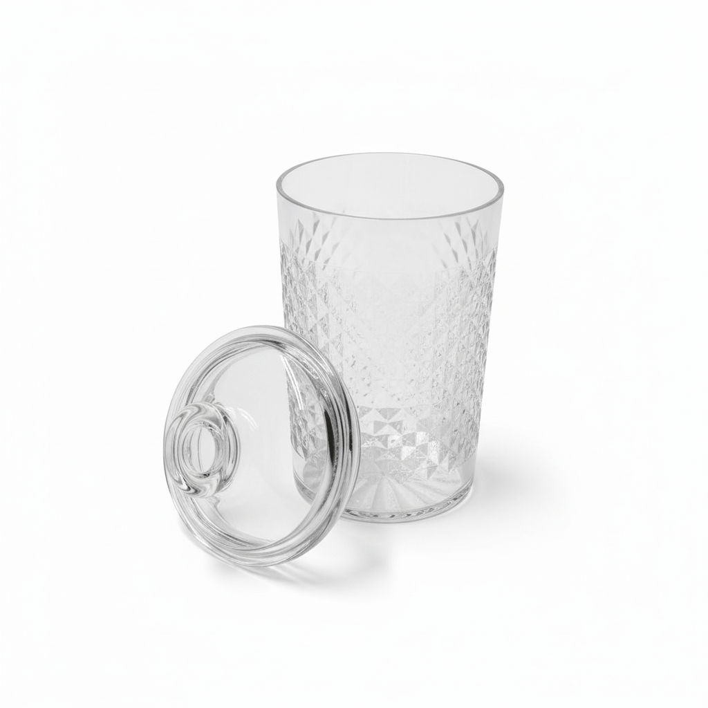 AKDC Luxury Diamond - Pattern Round Airtight Acrylic Storage Canister – Transparent Decorative Jar with Lid, 1200 ml - Al Kabayel Discount CentreAKDC Luxury Diamond - Pattern Round Airtight Acrylic Storage Canister – Transparent Decorative Jar with Lid, 1200 mlJars & Food SaversAKDCAl Kabayel Discount Centre