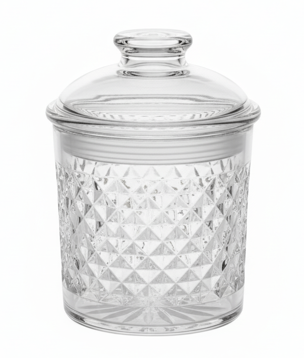 AKDC Luxury Diamond - Pattern Round Airtight Acrylic Storage Canister – Transparent Decorative Jar with Lid, 800 ml - Al Kabayel Discount CentreAKDC Luxury Diamond - Pattern Round Airtight Acrylic Storage Canister – Transparent Decorative Jar with Lid, 800 mlJars & Food SaversAKDCAl Kabayel Discount Centre