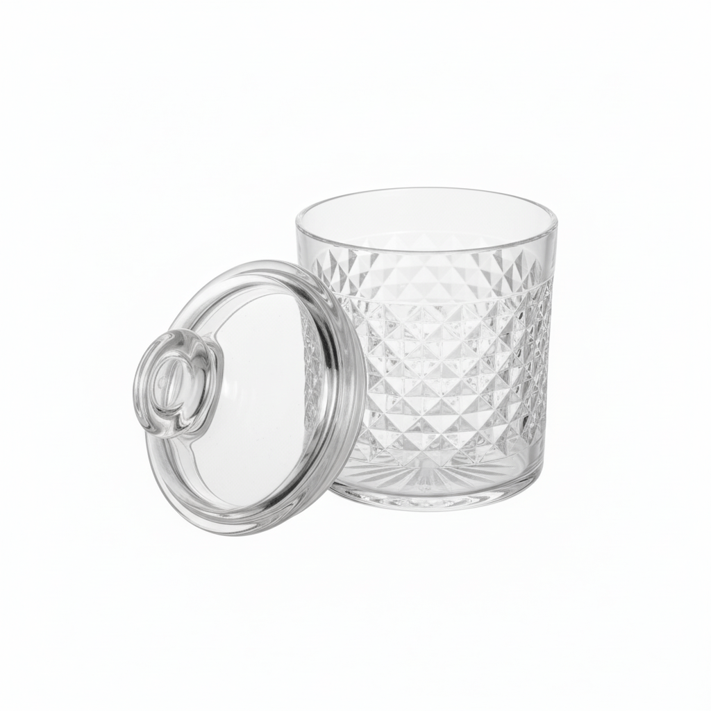 AKDC Luxury Diamond - Pattern Round Airtight Acrylic Storage Canister – Transparent Decorative Jar with Lid, 800 ml - Al Kabayel Discount CentreAKDC Luxury Diamond - Pattern Round Airtight Acrylic Storage Canister – Transparent Decorative Jar with Lid, 800 mlJars & Food SaversAKDCAl Kabayel Discount Centre