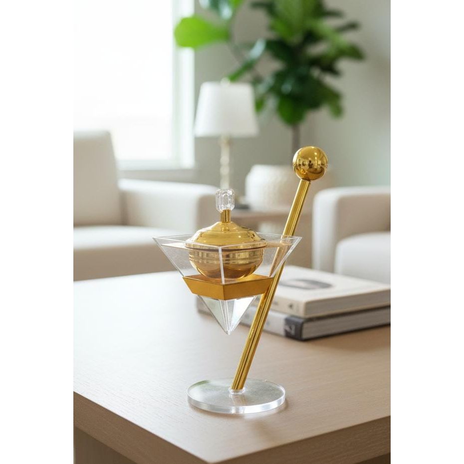AKDC Luxury Glass Incense Burner with Gold Metal Holder – Elegant Aroma Diffuser for Home, Office, or Meditation Use – Premium Decorative Piece 28x14 cm - Al Kabayel Discount CentreAKDC Luxury Glass Incense Burner with Gold Metal Holder – Elegant Aroma Diffuser for Home, Office, or Meditation Use – Premium Decorative Piece 28x14 cmCrystal Incense BurnerAKDCAl Kabayel Discount Centre