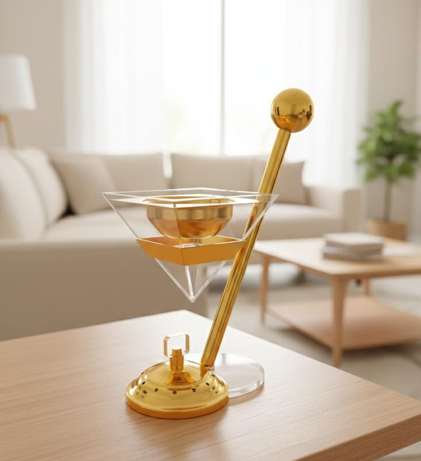 AKDC Luxury Glass Incense Burner with Gold Metal Holder – Elegant Aroma Diffuser for Home, Office, or Meditation Use – Premium Decorative Piece 28x14 cm - Al Kabayel Discount CentreAKDC Luxury Glass Incense Burner with Gold Metal Holder – Elegant Aroma Diffuser for Home, Office, or Meditation Use – Premium Decorative Piece 28x14 cmCrystal Incense BurnerAKDCAl Kabayel Discount Centre