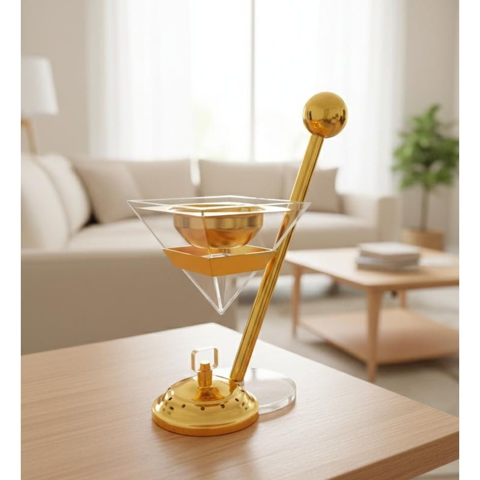 AKDC Luxury Glass Incense Burner with Gold Metal Holder – Elegant Aroma Diffuser for Home, Office, or Meditation Use – Premium Decorative Piece 28x14 cm - Al Kabayel Discount CentreAKDC Luxury Glass Incense Burner with Gold Metal Holder – Elegant Aroma Diffuser for Home, Office, or Meditation Use – Premium Decorative Piece 28x14 cmCrystal Incense BurnerAKDCAl Kabayel Discount Centre